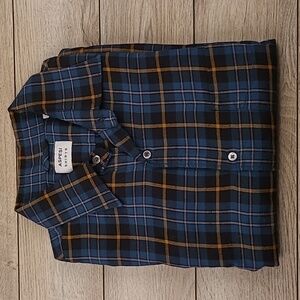 ASPESI SHIRTS Blue Black Plaid Cotton Flannel Mens Sz M Casual Long Sleeve Shirt